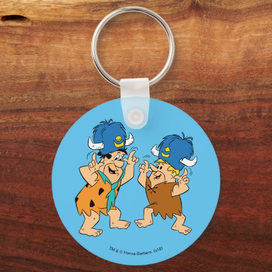 Flintstenen | Fred- en Barney-waterbuffels Sleutelhanger (Voorkant)