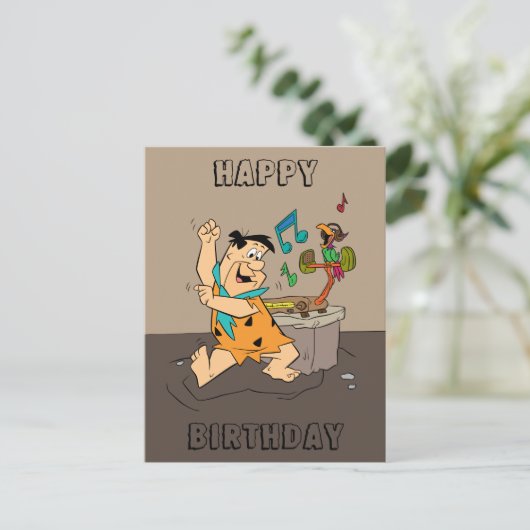 Flintstenen | Fred Flintstone Dancing Briefkaart (Staand voorkant)