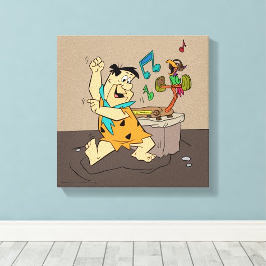 Flintstenen | Fred Flintstone Dancing Canvas Afdruk (Insitu (Houten vloer))