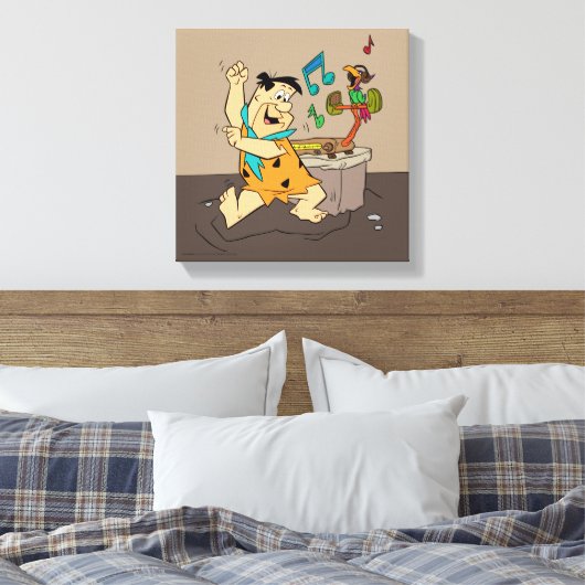 Flintstenen | Fred Flintstone Dancing Canvas Afdruk (Insitu (Slaapkamer))