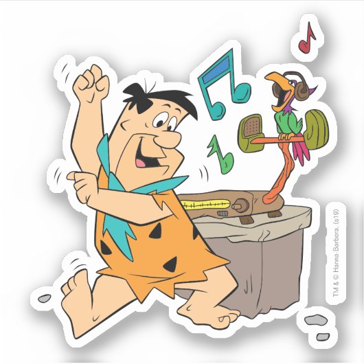 Flintstenen | Fred Flintstone Dancing Sticker (Voorkant)