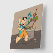 Flintstenen | Fred Flintstone Dancing Vierkante Klok (Hoek)