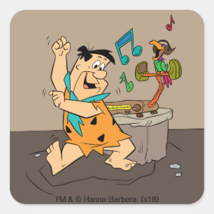 Flintstenen   Fred Flintstone Dancing Vierkante Sticker