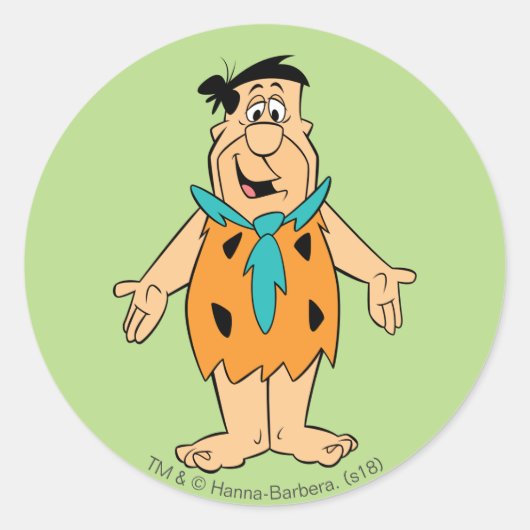 Flintstenen | Fred Flintstone Ronde Sticker (Voorkant)