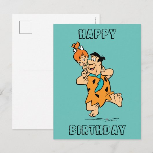 Flintstenen | Fred & Pebbles Flintstone Briefkaart (Voorkant / Achterkant)