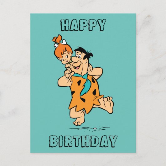 Flintstenen | Fred & Pebbles Flintstone Briefkaart (Voorkant)