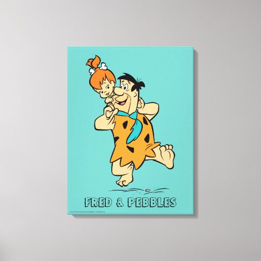 Flintstenen | Fred & Pebbles Flintstone Canvas Afdruk (Voorkant)