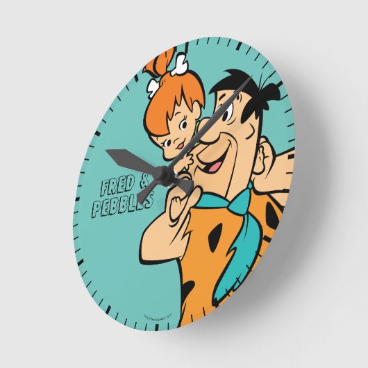 Flintstenen | Fred & Pebbles Flintstone Ronde Klok (Hoek)