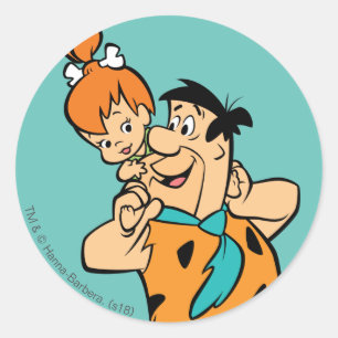 Flintstenen   Fred & Pebbles Flintstone Ronde Sticker