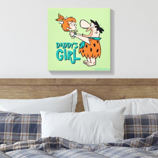 Flintstenen | Fred & Pebbles - Papa's meisje Canvas Afdruk (Insitu (Slaapkamer))