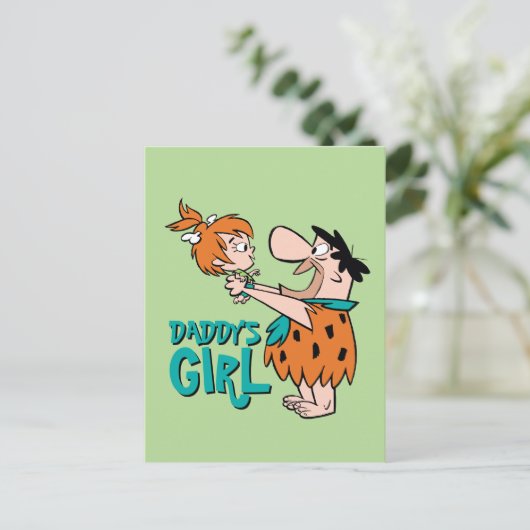 Flintstenen | Fred & Pebbles - Papa's meisje Uitnodiging Briefkaart (Staand voorkant)