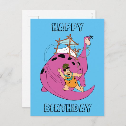 Flintstenen | Fred Sliding Down Tail Briefkaart (Voorkant / Achterkant)