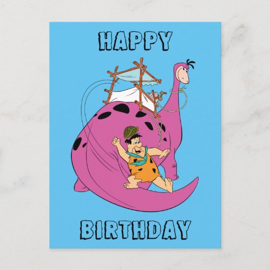 Flintstenen | Fred Sliding Down Tail Briefkaart (Voorkant)