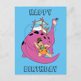 Flintstenen   Fred Sliding Down Tail Briefkaart