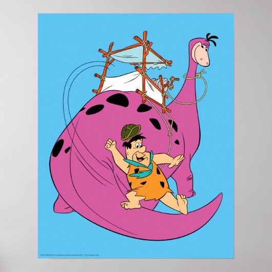 Flintstenen | Fred Sliding Down Tail Poster (Voorkant)