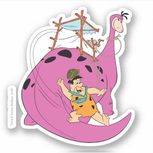 Flintstenen | Fred Sliding Down Tail Sticker (Voorkant)