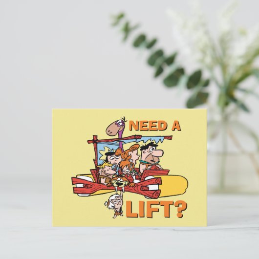 Flintstenen | Heb je een lift nodig? Uitnodiging Briefkaart (Staand voorkant)