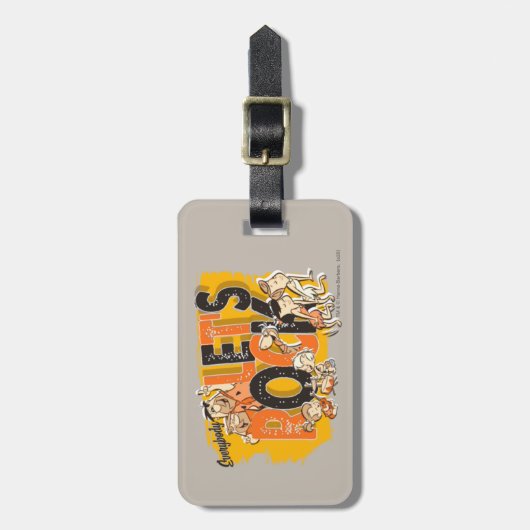 Flintstenen | Iedereen Let's Rock Bagagelabel (Voorkant verticaal)