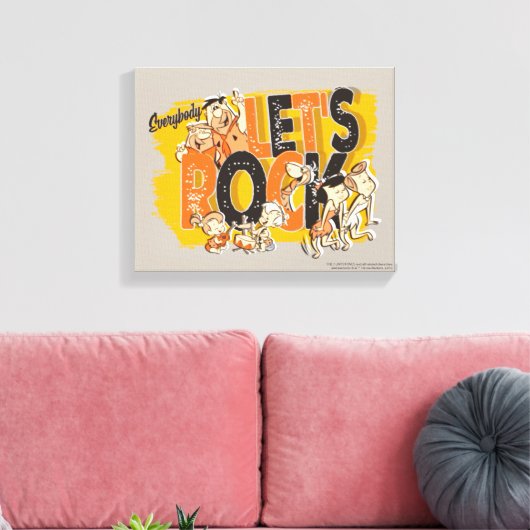Flintstenen | Iedereen Let's Rock Canvas Afdruk (Insitu (Woonkamer))