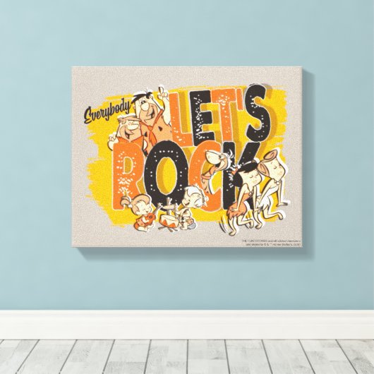 Flintstenen | Iedereen Let's Rock Canvas Afdruk (Insitu (Houten vloer))