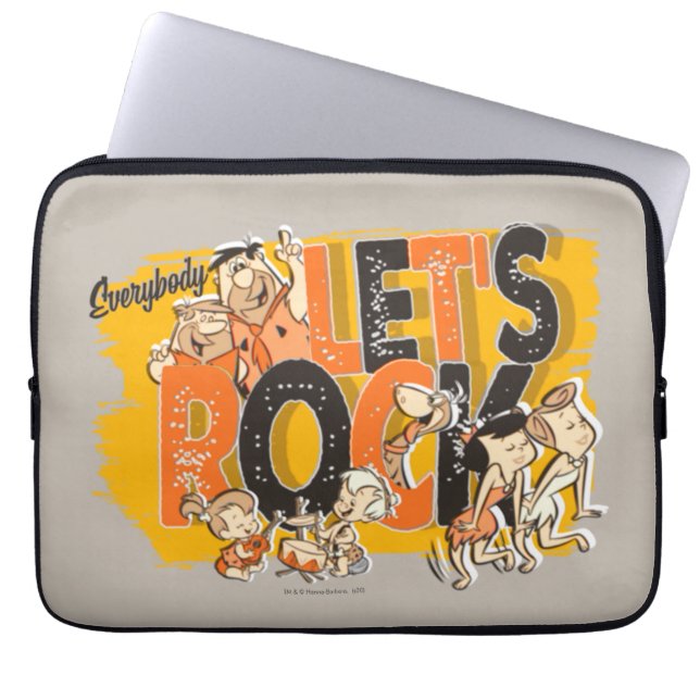 Flintstenen | Iedereen Let's Rock Laptop Sleeve (Voorkant)