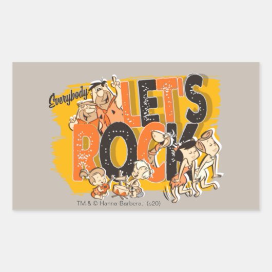 Flintstenen | Iedereen Let's Rock Rechthoekige Sticker (Voorkant)