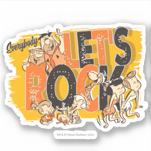 Flintstenen | Iedereen Let's Rock Sticker (Voorkant)
