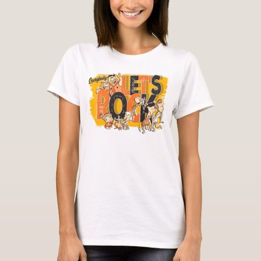 Flintstenen | Iedereen Let's Rock T-shirt (Voorkant)