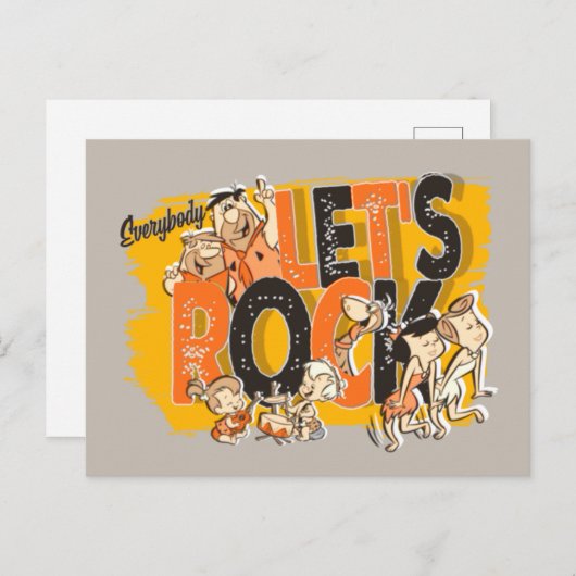Flintstenen | Iedereen Let's Rock Uitnodiging Briefkaart (Voorkant / Achterkant)