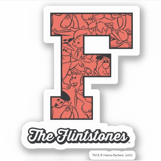 Flintstenen | Monogram voor leesbare stijl Sticker (Voorkant)