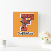 Flintstenen | Monogram voor leesbare stijl Vierkante Klok (Huis)