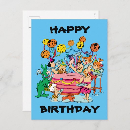 Flintstenen | Partij voor de verjaardag Uitnodiging Briefkaart (Voorkant / Achterkant)