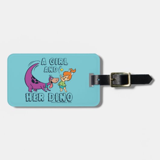 Flintstenen | Pebbles & Dino Play Ball Bagagelabel (Voorkant horizontaal)