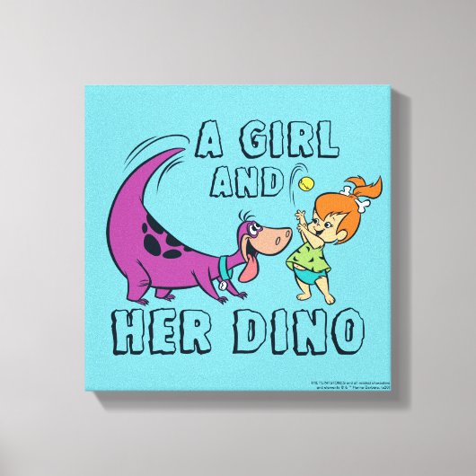 Flintstenen | Pebbles & Dino Play Ball Canvas Afdruk (Voorkant)