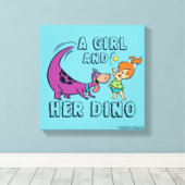 Flintstenen | Pebbles & Dino Play Ball Canvas Afdruk (Insitu (Houten vloer))