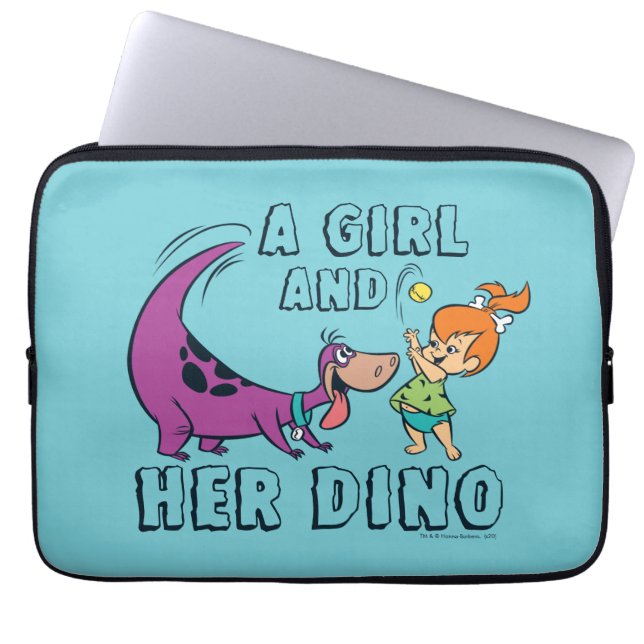 Flintstenen | Pebbles & Dino Play Ball Laptop Sleeve (Voorkant)