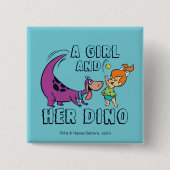 Flintstenen | Pebbles & Dino Play Ball Vierkante Button 5,1 Cm (Voorkant)