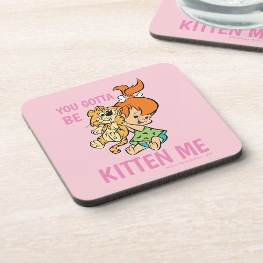 Flintstenen | Pebbles & Haar tijger Bier Onderzetter (Linkerzijde)