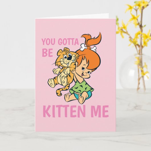 Flintstenen | Pebbles & Haar tijger Kaart (Gele Bloem)