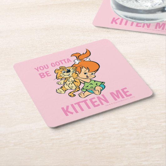 Flintstenen | Pebbles & Haar tijger Kartonnen Onderzetters (Schuin)