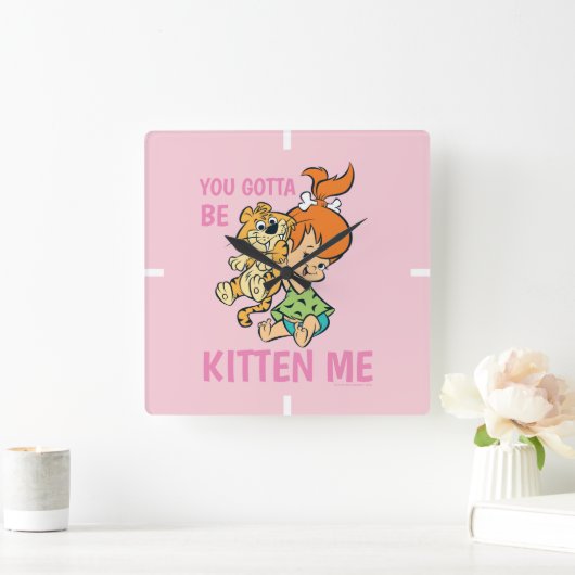 Flintstenen | Pebbles & Haar tijger Vierkante Klok (Huis)