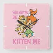 Flintstenen | Pebbles & Haar tijger Vierkante Klok (Voorkant)