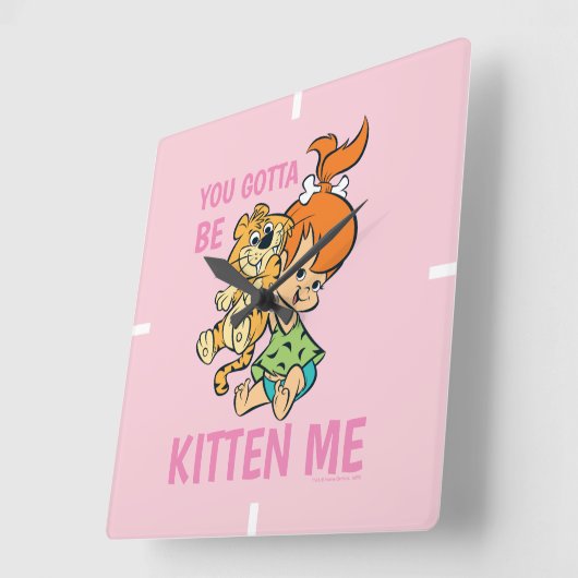 Flintstenen | Pebbles & Haar tijger Vierkante Klok (Hoek)