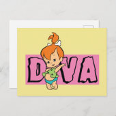 Flintstenen | Pebbles - Little Diva Uitnodiging Briefkaart (Voorkant / Achterkant)