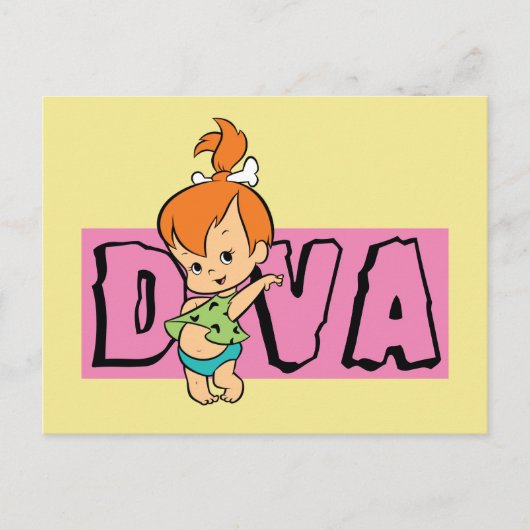 Flintstenen | Pebbles - Little Diva Uitnodiging Briefkaart (Voorkant)