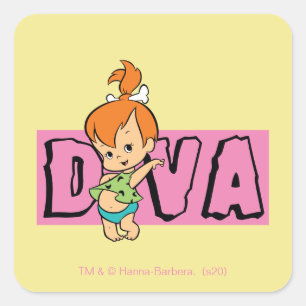 Flintstenen   Pebbles - Little Diva Vierkante Sticker