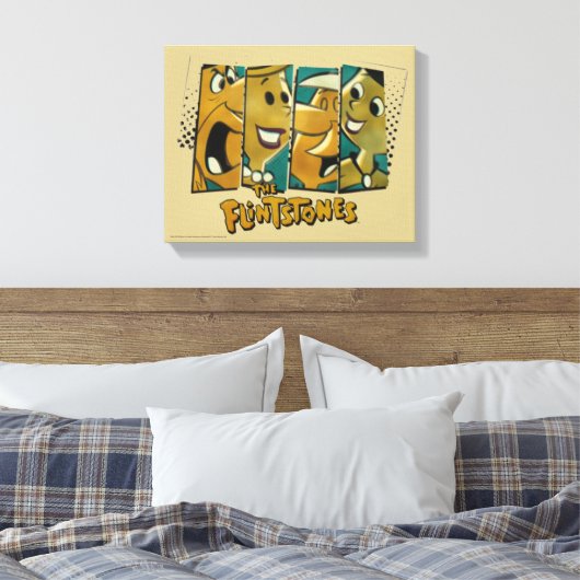 Flintstenen | Retro Comic Character Panels Canvas Afdruk (Insitu (Slaapkamer))