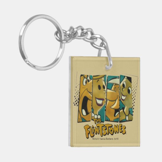 Flintstenen | Retro Comic Character Panels Sleutelhanger (Voorkant Links)