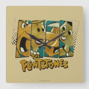 Flintstenen   Retro Comic Character Panels Vierkante Klok