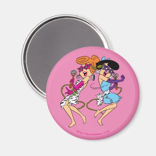 Flintstenen | Wilma & Betty Rock Stars Magneet (Voorkant / Achterkant)